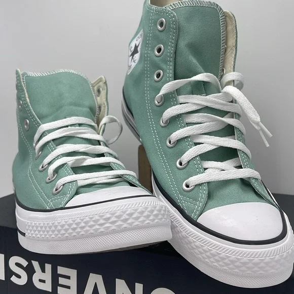 Converse Men’s High Tops in Mint Green  Chuck Taylor All Star Canvas Sneakers - Picture 5 of 16